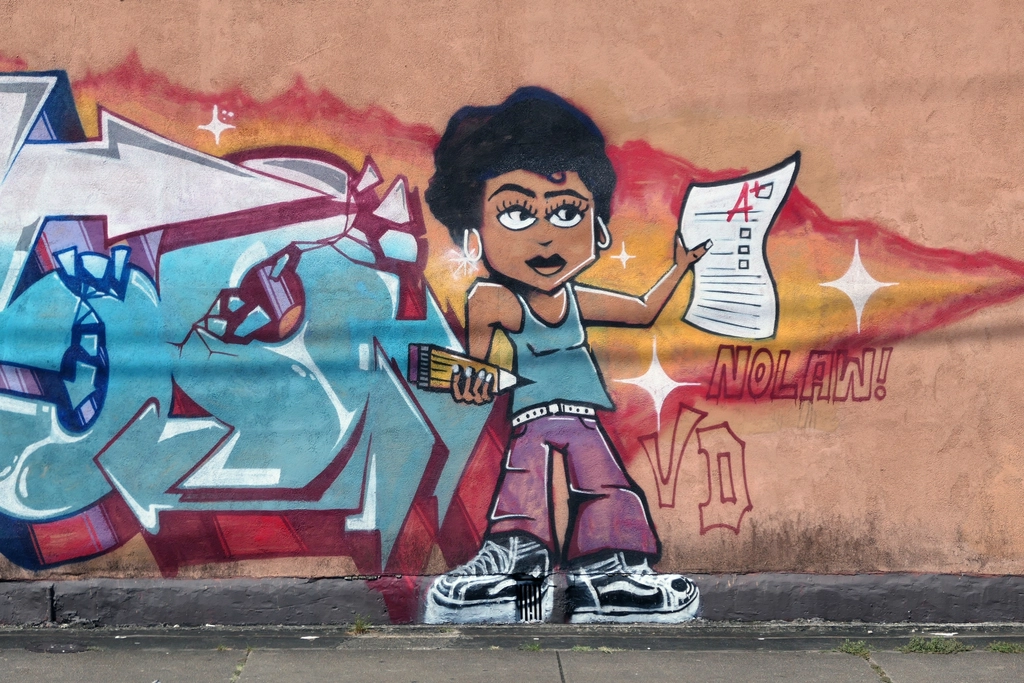 Affiches et visuels sur un mur en ville